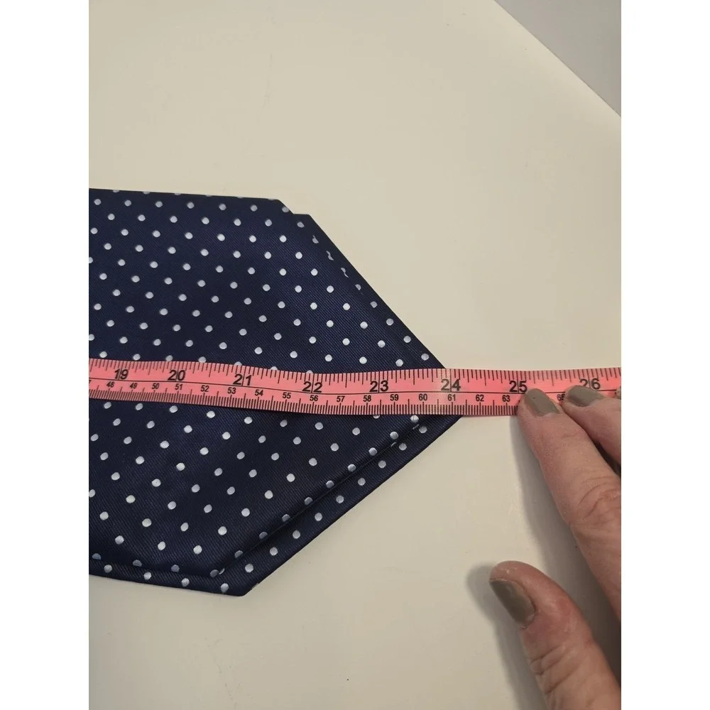 Hisdern Mens Silk Cummerbund Navy Blue Polka Dot Handmade Formal Wear‎ NEW